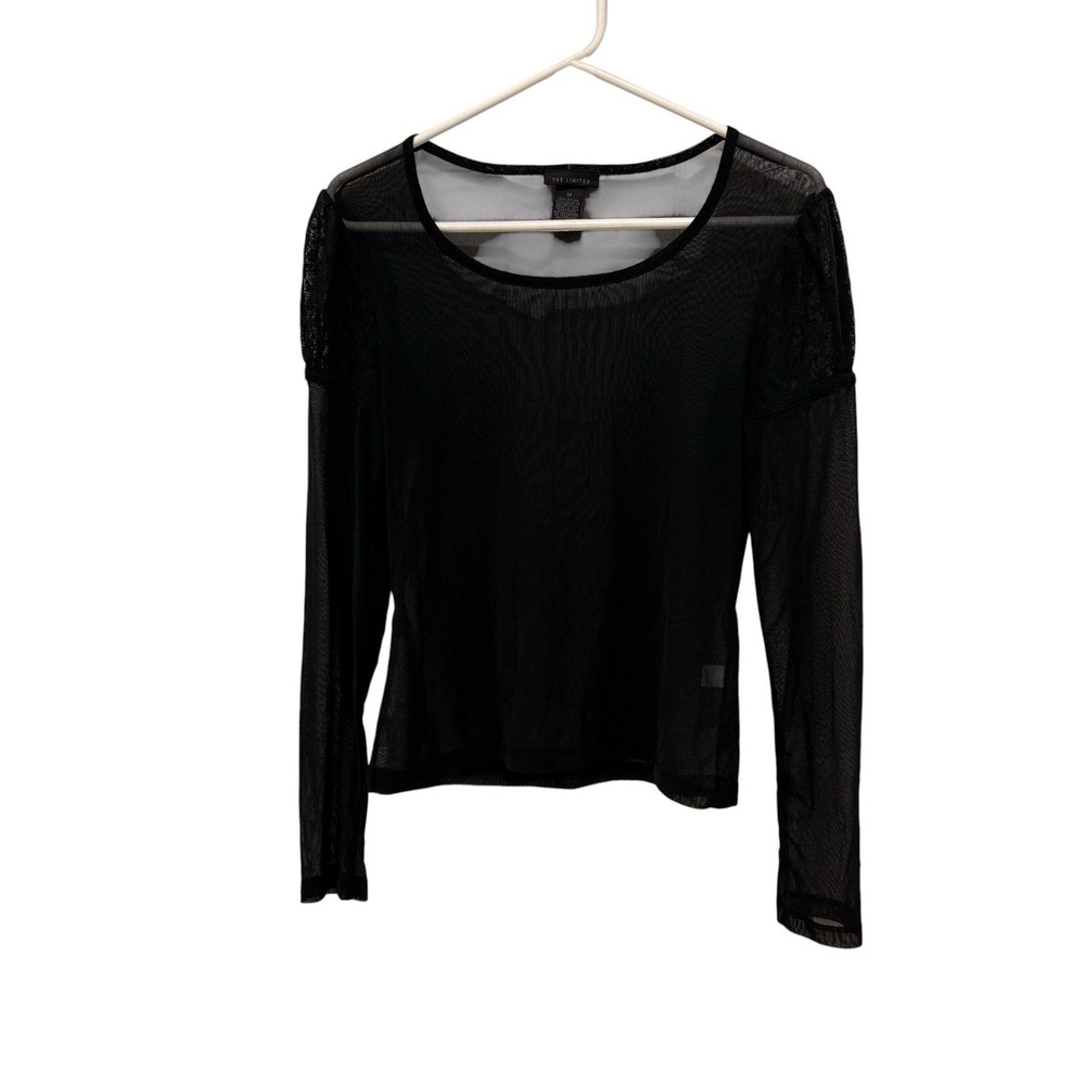 The Limited Sheer Black Long Puff Sleeve Top M‎ Witchy Whimsigoth Vamp Halloween